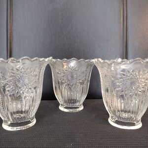 Clear Sunburst Star Pressed Glass Vintage Globe Lamp Light Shade 2 1/4" FITTER